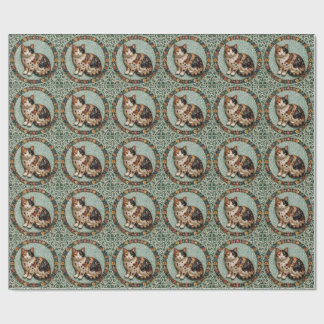 Papier Cadeau Chat calicot de style antique fin