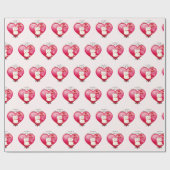 Papier Cadeau Chat Chanceux avec Amour (Plat)