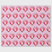 Papier Cadeau Chat chanceux avec amour (Plat)