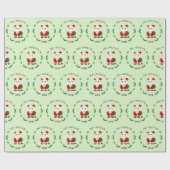 Papier Cadeau Chat chanceux avec la couronne de Noël (Plat)