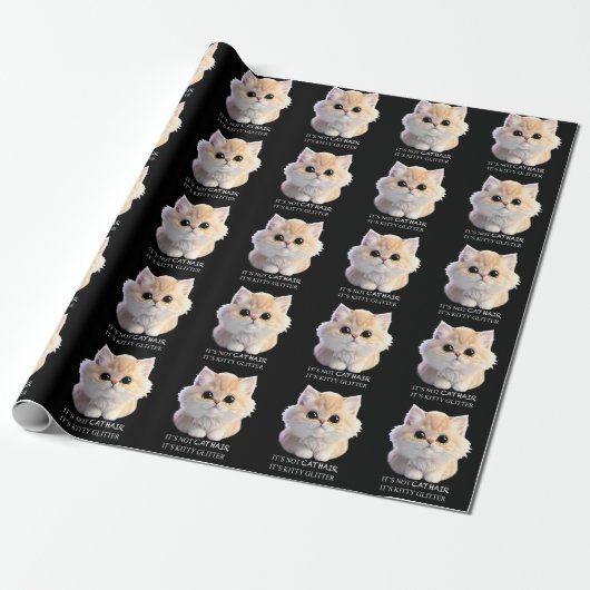 Papier Cadeau Chat chaton blanc et orange moelleux (Déroulé)