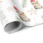 Papier Cadeau Chat chaton chaton couleur vert Père Noël Joyeux N (Coin rond)