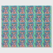 Papier Cadeau Chat Chaton Rose Violet (Plat)