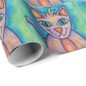 Papier Cadeau Chat Chaton Rose Violet (Coin rond)