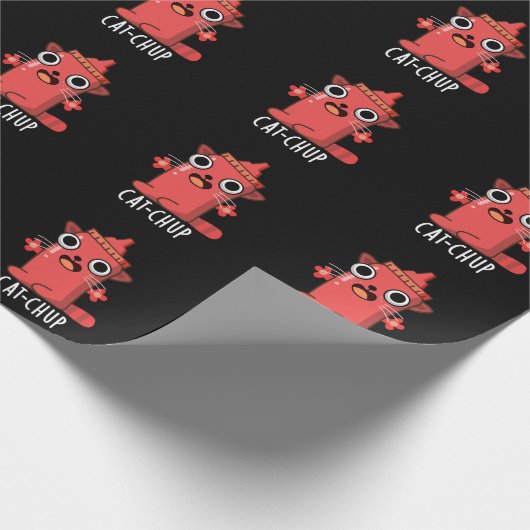 Papier Cadeau Chat-chup Funny Ketchup Pun Dark BG (Coin)