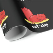 Papier Cadeau Chat-chup Funny Red Ketchup Chat Pun Dark BG (Coin rond)