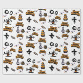 Papier Cadeau Chat Citrouille des yeux d'Halloween effrayante bl (Plat)