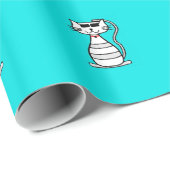 Papier Cadeau Chat cool avec lunettes de soleil (Coin rond)