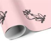 Papier Cadeau Chat Cool Rose (Coin rond)