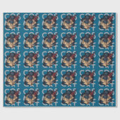 Papier Cadeau Chat cosmique (Plat)