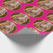 Papier Cadeau Chat Cranky Drôle Avec Cupcake D'Anniversaire Fond (Coin)