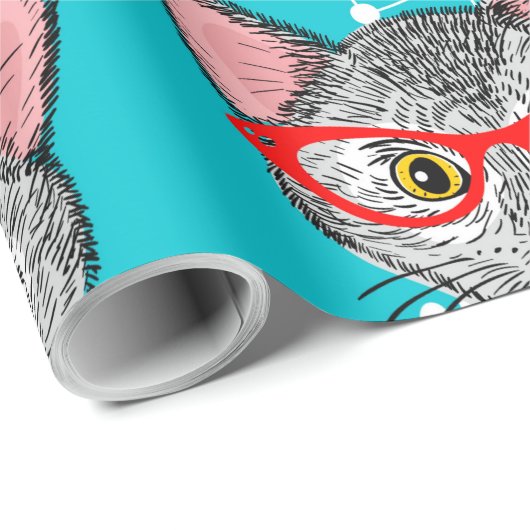 Papier Cadeau Chat dans le casquette (Coin rond)