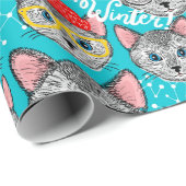 Papier Cadeau Chat dans le casquette (Coin rond)