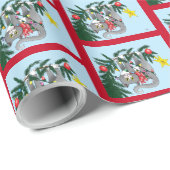 Papier Cadeau Chat d'arbre de Noël marrant (Coin rond)