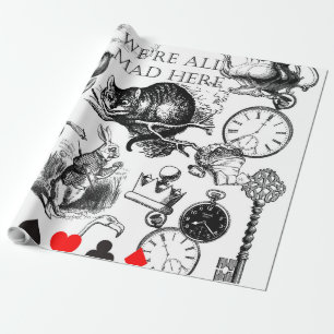 Papier Cadeau Chat de Cheshire classique alice au pays des merve