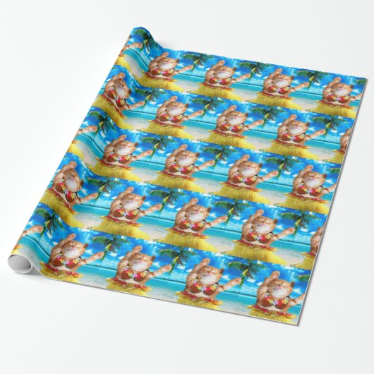 Papier Cadeau Chat de danseuse hawaïenne (Déroulé)