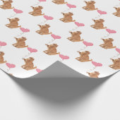 Papier Cadeau Chat De Gingembre Avec Ballotte Rose (Coin)