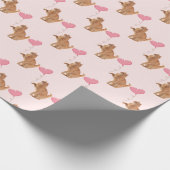 Papier Cadeau Chat De Gingembre Avec Ballotte Rose (Coin)