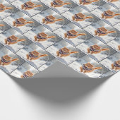 Papier Cadeau Chat de Gingembre de Noël avec Écharpe d'hiver (Coin)