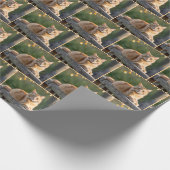 Papier Cadeau Chat de gingembre sur une clôture rustique (Coin)
