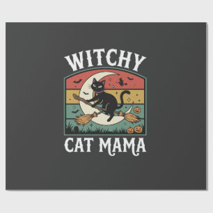 Papier Cadeau Chat de Halloween Sorcière Maman