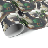 Papier Cadeau Chat de la Saint Patrick (Coin rond)
