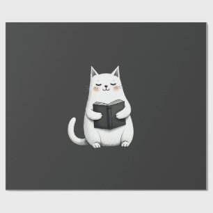 Papier Cadeau Chat de lecture Chat drôle Amateur de livres de ch