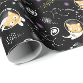 Papier Cadeau Chat de l'espace (Coin rond)