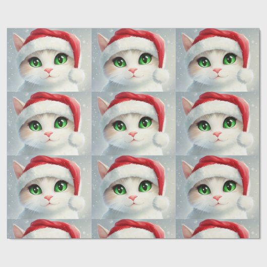 Papier Cadeau Chat de Noël (Plat)