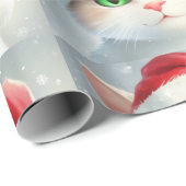 Papier Cadeau Chat de Noël (Coin rond)