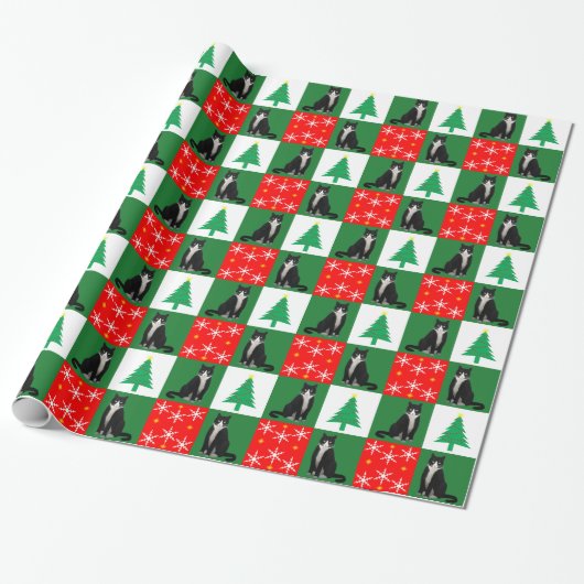 Papier Cadeau Chat de Noël (Déroulé)
