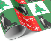 Papier Cadeau Chat de Noël (Coin rond)