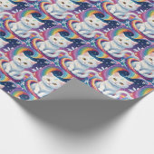 Papier Cadeau Chat de Noël à la neige blanche (Coin)