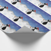 Papier Cadeau Chat de Noël avec des flocons de neige (Coin)