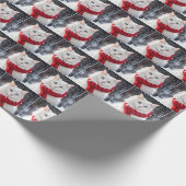 Papier Cadeau Chat de Noël Avec Écharpe Rouge (Coin)