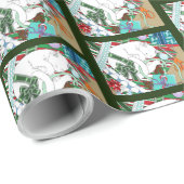 Papier Cadeau Chat de Noël blanc (Coin rond)