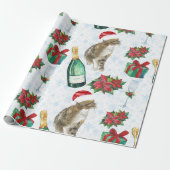 Papier Cadeau Chat de Noël Célébration d'Hiver (Déroulé)