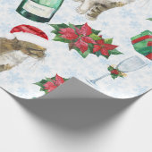Papier Cadeau Chat de Noël Célébration d'Hiver (Coin)