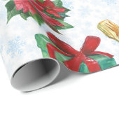 Papier Cadeau Chat de Noël Célébration d'Hiver (Coin rond)
