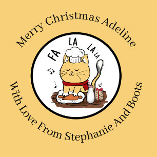 Papier Cadeau Chat de Noël Funky Personnalisé Sur Jaune Pâle