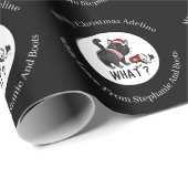 Papier Cadeau Chat de Noël Funny sur noir (Coin rond)