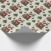 Papier Cadeau Chat de Noël grincheux en pull moche (Coin)