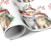 Papier Cadeau Chat de Noël mignon (Coin rond)
