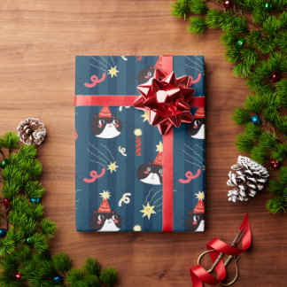 Papier Cadeau Chat de Noël noir