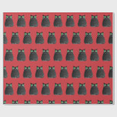 Papier Cadeau Chat de Noël noir (Plat)