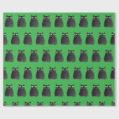 Papier Cadeau Chat de Noël noir (Plat)