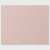 Papier Cadeau Chat de Noël Rose Pâle (Plat)