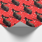 Papier Cadeau Chat de Noël sur des étoiles (Coin)