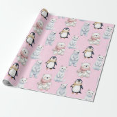 Papier Cadeau Chat de pingouin moderne tendance Ours Motif sans (Déroulé)