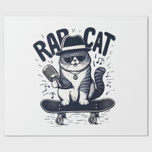 Papier Cadeau Chat de rap Harmonie (Plat)